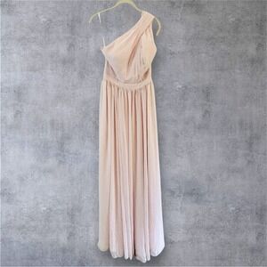 Ted Baker Dress Size 1 US 4 Pink One‎ Shoulder Maxi Paradise Pleated Formal Gown